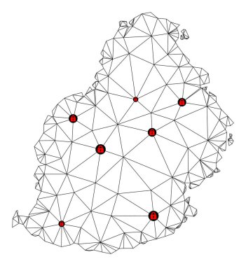 Mauritius Adasının Çokgen Kablo Çerçevesi Ağ Vektör Haritasını Kilitle