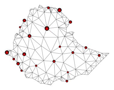 Etiyopya 'nın Çokgen Gövde Ağ Vektör Haritasını Kilitle