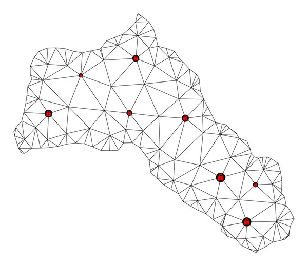 Mapa wektora sieci poligonalnych 2D w Kurdystanie — Wektor stockowy