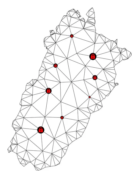 Pencap Eyaletinin Çokgen Kablo Çerçevesi Ağ Vektör Haritasını Kilitle