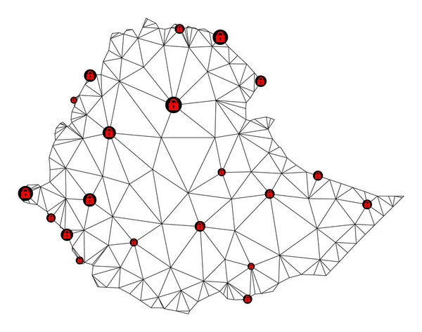 Etiyopya 'nın Çokgen Gövde Ağ Vektör Haritasını Kilitle