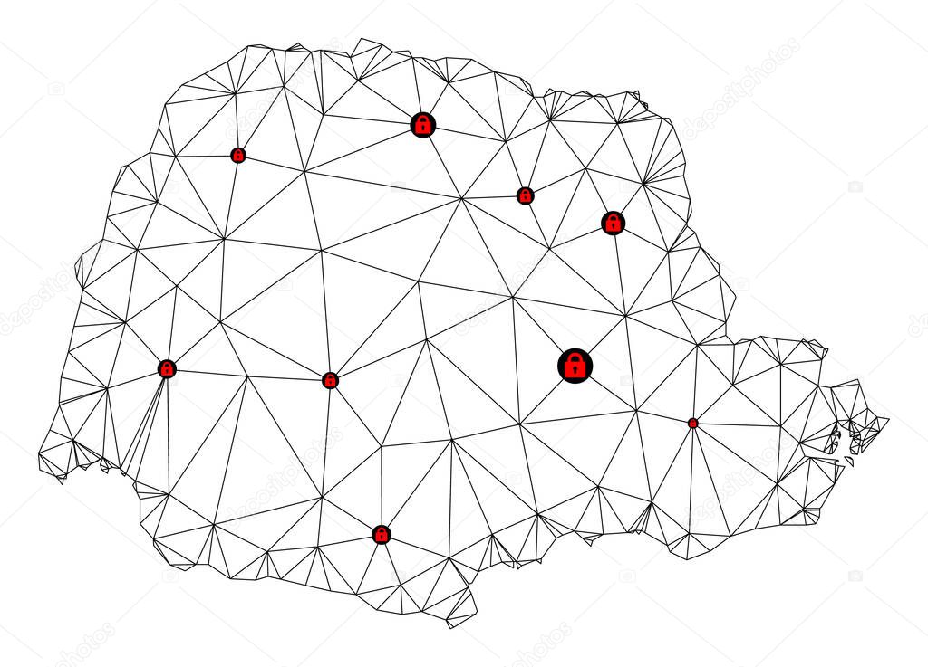 Lockdown Polygonal Wire Frame Mesh Vector Map of Parana State