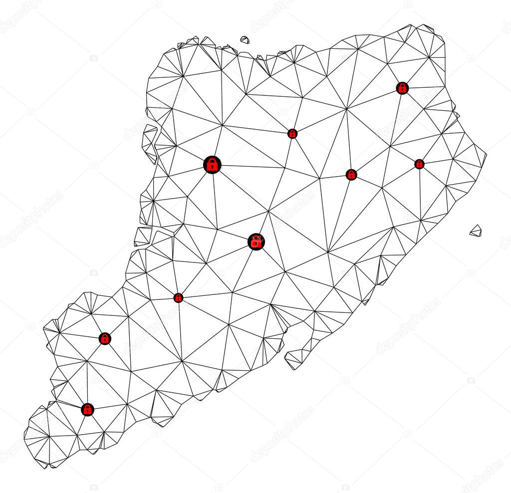 Lockdown Polygonal Carcass Mesh Vector Map of Staten Island