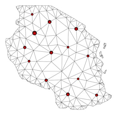 Tanzanya Çokgen Kablo Çerçevesi Ağ Vektör Haritasını Kilitle