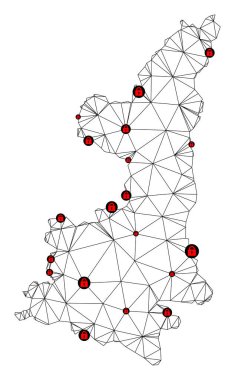 Shaanxi Eyaletinin Çokgen Gövde Ağ Vektör Haritasını Kilitle