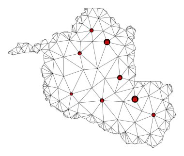 Rondonia Eyaletinin Çokgen 2B Ağ Vektör Haritasını Kilitle