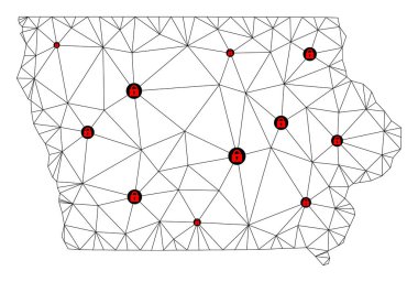Iowa Eyaleti Çoklu Gövde Ağ Vektör Haritasını Kilitle