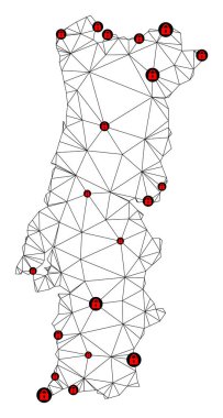 Portekiz 'in Çokgen Gövde Ağ Vektör Haritasını Kilitle