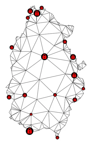 Lugo Eyaletinin Çokgen Gövde Ağ Vektör Haritasını Kilitle