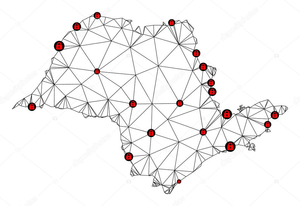 Lockdown Polygonal 2D Mesh Vector Map of Sao Paulo State