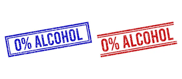 Guma teksturowana 0% uszczelki pieczątki ALCOHOL z podwójnymi liniami — Wektor stockowy
