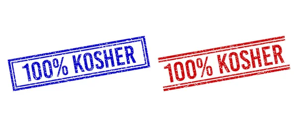 Tísňové texturované 100% KOSHER známky s dvojitými liniemi — Stockový vektor