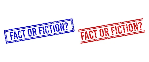 (Inggris) Scratched Textured FACT OR FICTION question Seal with Double Lines - Stok Vektor