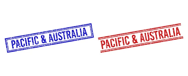 Texturierte PACIFIC und AUSTRALIA Stempeldichtungen mit doppelten Linien — Stockvektor