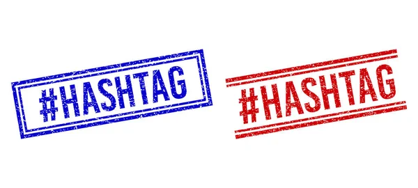 Rubber texturované hashtag HASHTAG razítko pečetě s dvojitými řádky — Stockový vektor