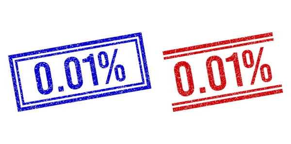 Grunge texturizado 0.01 por cento selos de selo com linhas duplas —  Vetores de Stock