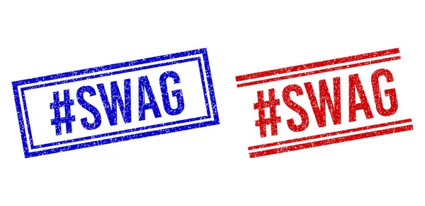 Distress Texturerad hashtag SWAG Stämpel tätningar med dubbla linjer — Stock vektor