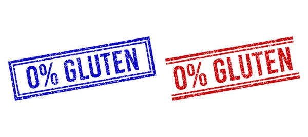 Scratched Textured 0 percent GLUTEN Seal with Double Lines — Stock Vector