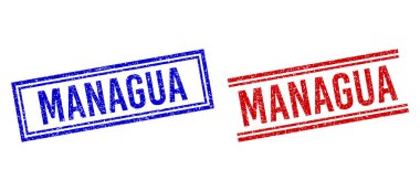 Çift Çizgili Grunge desenli MANAGUA Mührü