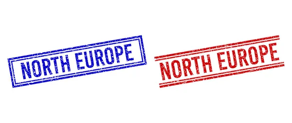 Grunge Texturé EUROPE DU NORD Timbres joints avec lignes doubles — Image vectorielle