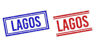 Grunge desenli çift çizgili LAGOS Mührü