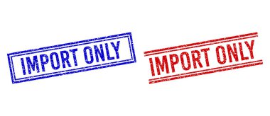 Grunge desenli İMPORT Sadece Çift Çizgili Mühür