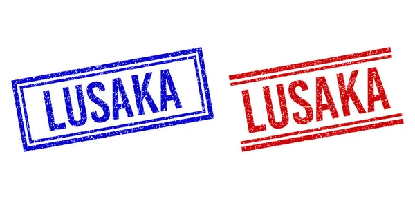 Sellos texturizados de LUSAKA con líneas dobles — Vector de stock
