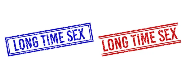 Gescheurde Textured LONG TIME SEX Seal met dubbele lijnen — Stockvector