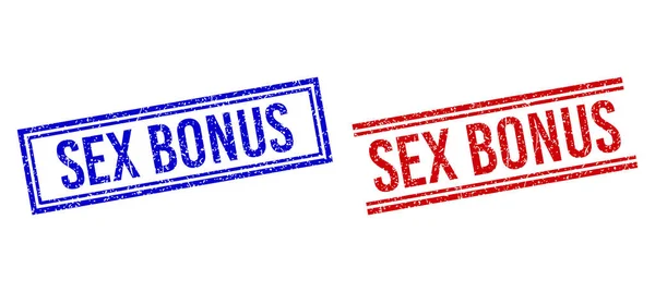 Stempel SEX BONUS Tergores dengan Garis Ganda - Stok Vektor