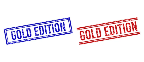 Печати на марках Grunge Textured GOLD с двойными линиями — стоковый вектор