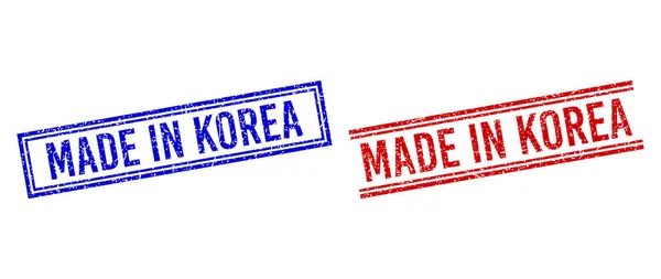 Distress texturizado MADE IN KOREA Selos de selo com linhas duplas —  Vetores de Stock