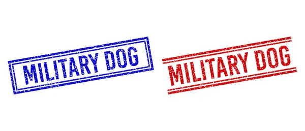 Gumi texturált MILITÁRIS DOG Bélyegek dupla vonalakkal — Stock Vector