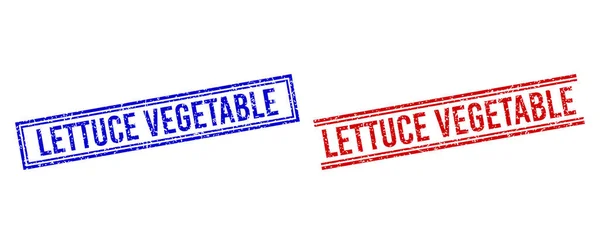 Sellos de sello ranurados texturizados LETTUCE VEGETABLE con líneas dobles — Archivo Imágenes Vectoriales