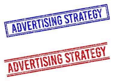 Çizilmiş Kalıplı ADVERTISING Çift Çizgili STRATEGY Mührü