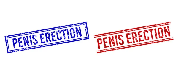 Distress Textured PENIS ERECTION Stamps with Double Lines —  Vetores de Stock