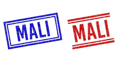 Grunge desenli çift çizgili MALI Damgaları