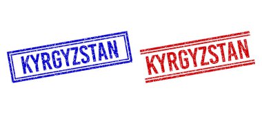 Çizilmiş KYRGYZSTAN Çift Çizgili Damga Mührü