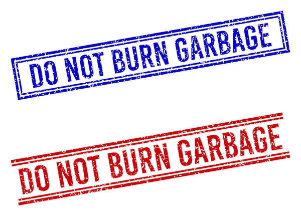 Distress Textured DO NOT BURN GARBAGE Stamp Seals with Double Lines — Stock Vector