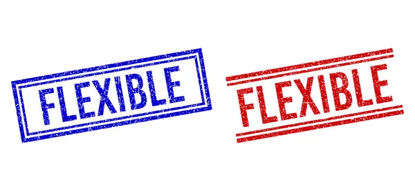 Sellos de caucho texturizado FLEXIBLE con líneas dobles — Vector de stock