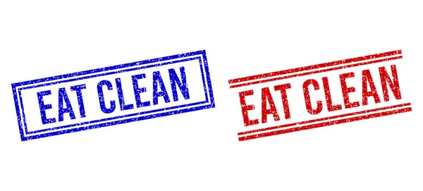 Vészhelyzet texturált EAT CLEAN tömítés dupla vonalakkal — Stock Vector