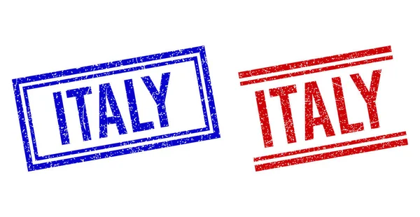 Distress Texturizado ITALIA Sello con líneas dobles — Archivo Imágenes Vectoriales