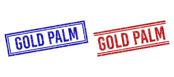 Резиновые текстурированные золотые печати PALM с двойными линиями — стоковый вектор