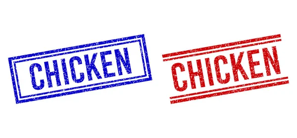 双线橡胶结构CHICKEN印章 — 图库矢量图片