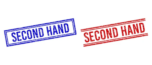 Ξυστό υφασμένο δεύτερο χέρι σφραγίδα με διπλές γραμμές — Διανυσματικό Αρχείο