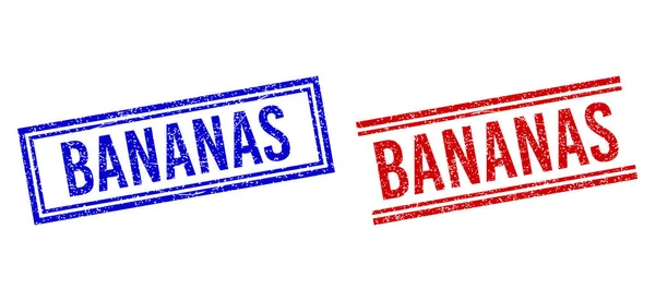 Selo texturizado borracha de BANANAS com linhas duplas — Vetor de Stock