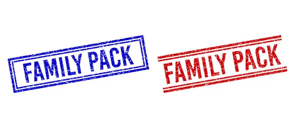 Selos de borracha texturizados FAMILY PACK com linhas duplas — Vetor de Stock