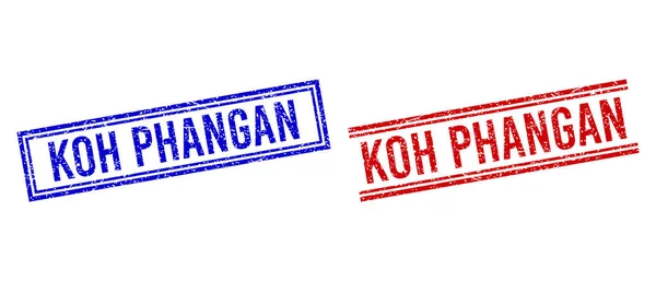Sellos de sello de KOH PHANGAN con textura grunge con líneas dobles — Vector de stock