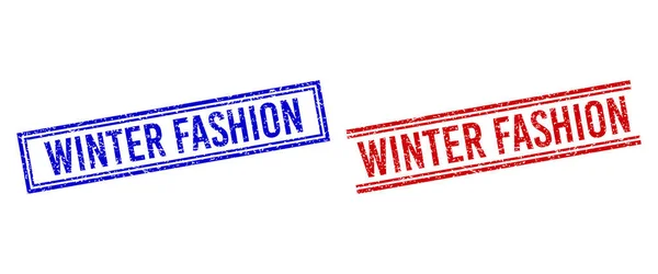 Rubber Textured WINTER FASHION Seal with Double Lines — Stock Vector