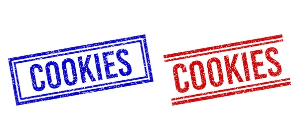 Selos de selo de borracha texturizados COOKIES com linhas duplas —  Vetores de Stock