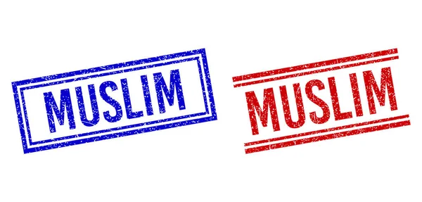 Sello MUSLIM texturizado Grunge con líneas dobles — Archivo Imágenes Vectoriales